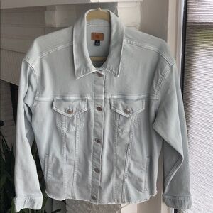 Lauren Ralph Lauren Cropped Light Wash Denim Jacket Cotton with Stretch 1X
